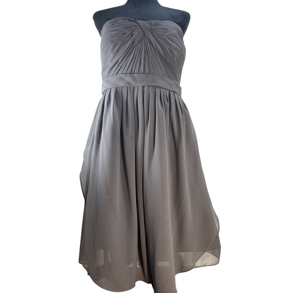 Jenny Yoo Collection Charcoal Gray Strapless Chiffon Bridesmaid Dress Size 22